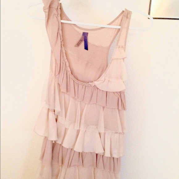 Anthropologie Tops - blush tiered tulle and silk racerback tank