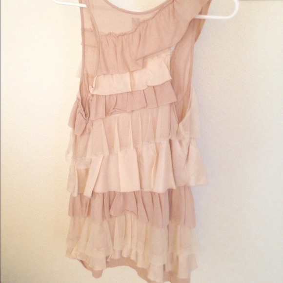 blush tiered tulle and silk racerback tank - Picture 2 of 3