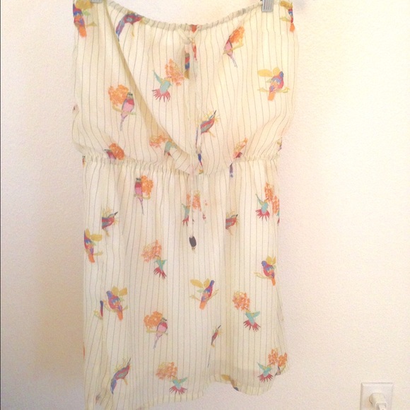 strapless bird dress