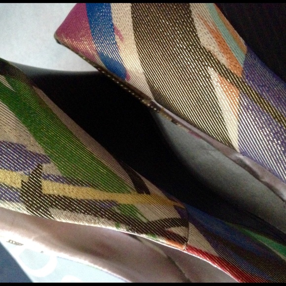 Apostrophe Multi Color Holographic Peep Toe Wedge - Picture 2 of 4