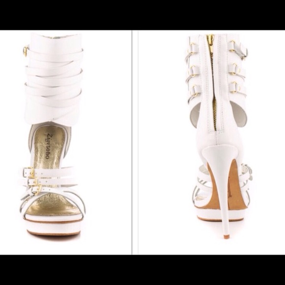 NWB White Gladiator sandals high heels 6 - Picture 2 of 4