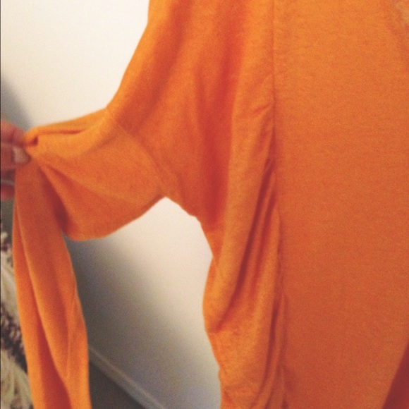 asymmetrical orange long sleeve top - Picture 2 of 3