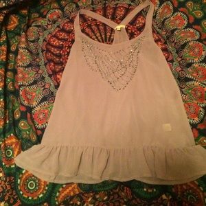 Sheer chiffon tank rhinestones