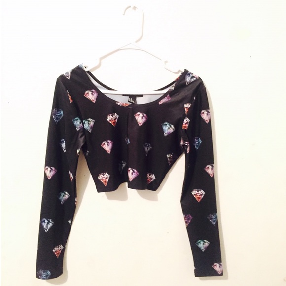 Diamond Printed Forever 21 Crop Top - Picture 1 of 3