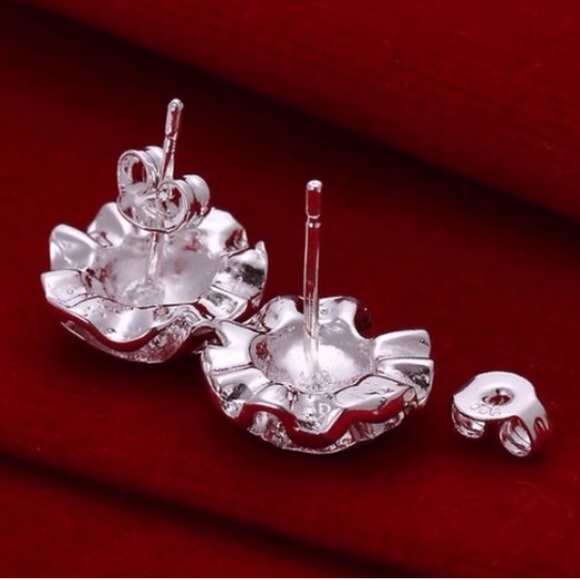 925k sterling silver rose earrings - Picture 2 of 3