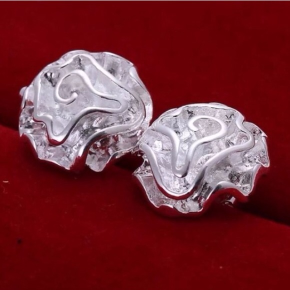 925k sterling silver rose earrings - Picture 3 of 3