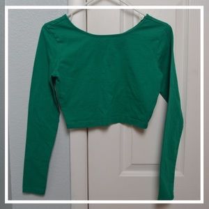 Green Long Sleeve Crop Top 🌵