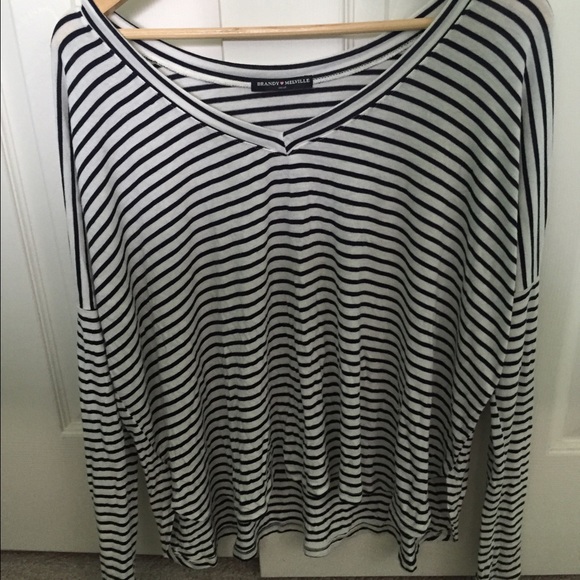 Brandy Melville navy blue striped shirt size S