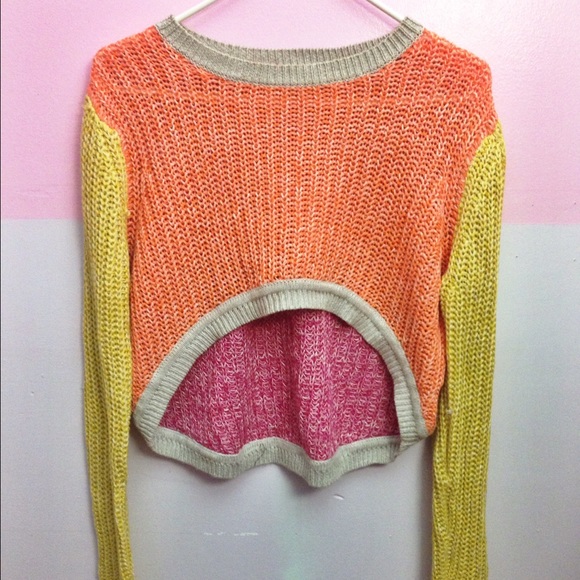 💥NWOT💥 Orange Color-Block High-Low Knit Sweater - Picture 3 of 4