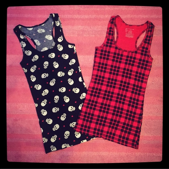 Punk Rock Plaid Skull Tank Top Bundle Size Large