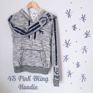 •Victoria's Secret• PINK marled gray bling hoodie