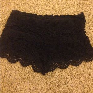 Black knitted shorts