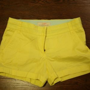 NWOT J. Crew Bright Yellow Chino Shorts Size 2