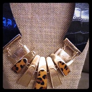 Leopard leather necklace