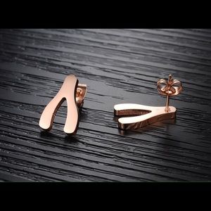 New! Rose Gold wishbone Earring Stainless Steel