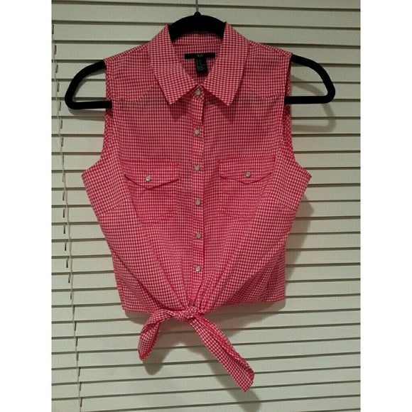 Red and White Checkered Crop Top