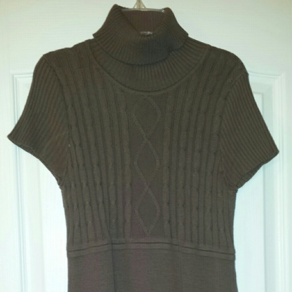 Knit short sleeves dress w/turtleneck
