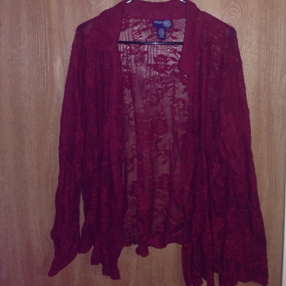 Vintage red lace button up