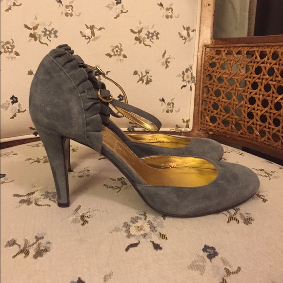 J. Crew Shoes - J Crew gray strappy suede heels