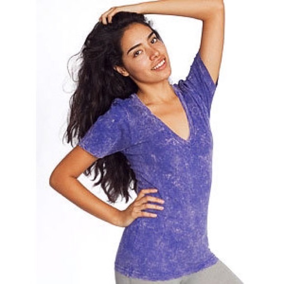 American Apparel Acid Wash Deep V T-Shirt