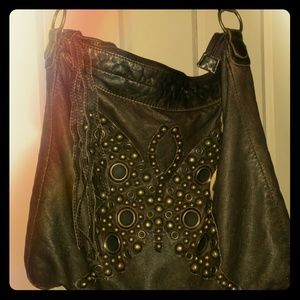 Ladies Handbag with Gold Studded Butterfly Design