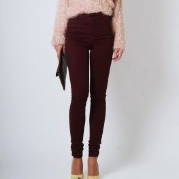 American Apparel Velvet Maroon High Waist Skinnies