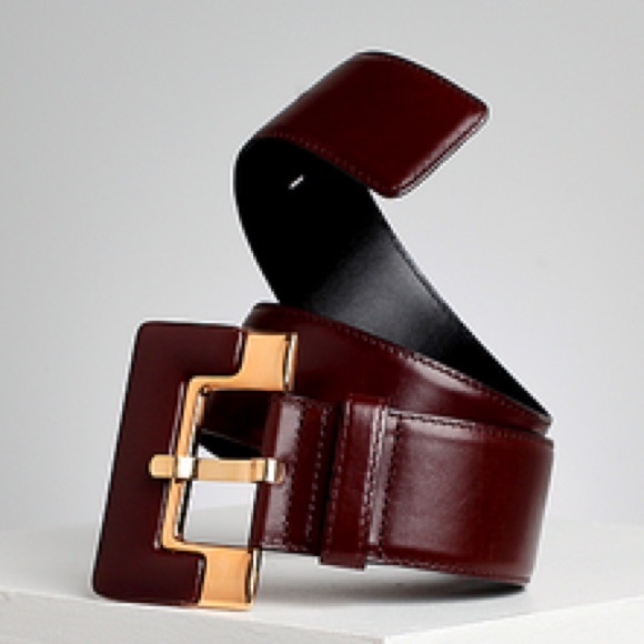 Escada // Vintage Brown Leather 'E' Wide Belt