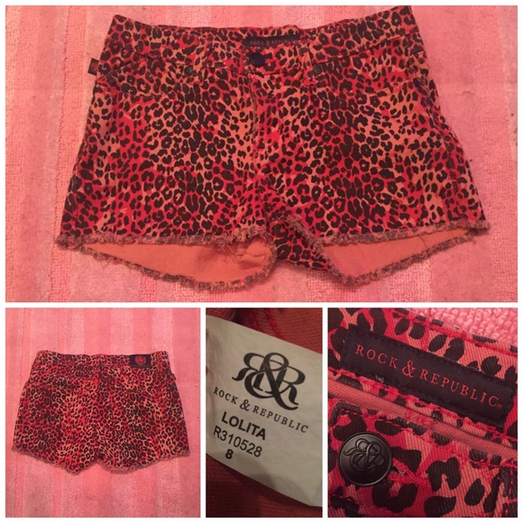 Red Leopard Rock & Republic Jean Shorts size 8