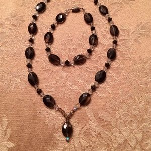 Brown Stone Necklace and Bracelet