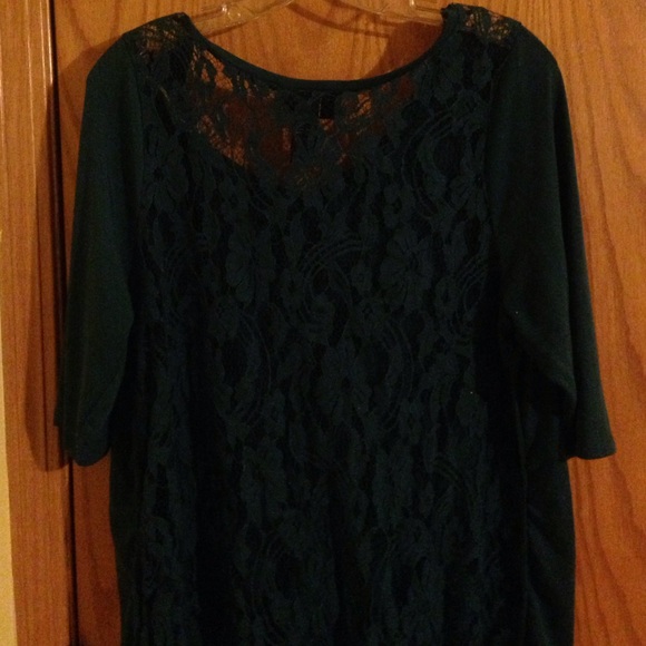 Green lace back top - Picture 1 of 2