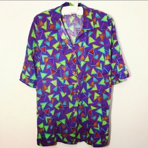 90s print Button down shirt
