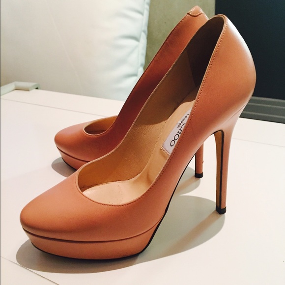 Jimmy Choo 6 1/2 blush platform pumps