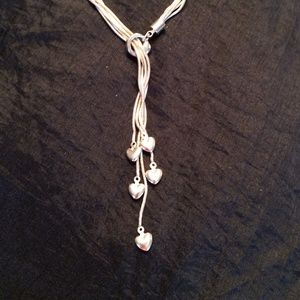 Sterling Silver Hanging Hearts Necklace