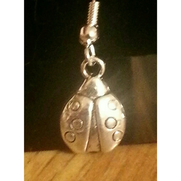 Silver Plated Ladybug Earrings - Picture 2 of 3