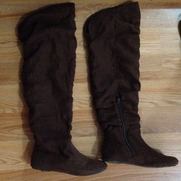 Thigh high brown boots