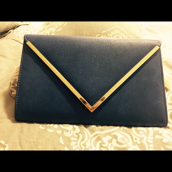 Blue Aldo envelope clutch