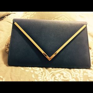 Blue Aldo envelope clutch