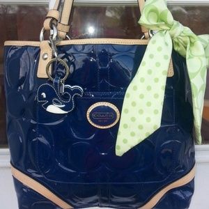 SOLD LOCALLY Navy Blue Coach Purse with scarf