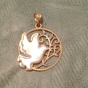 Mother of Pearl Dove Gold Amulet