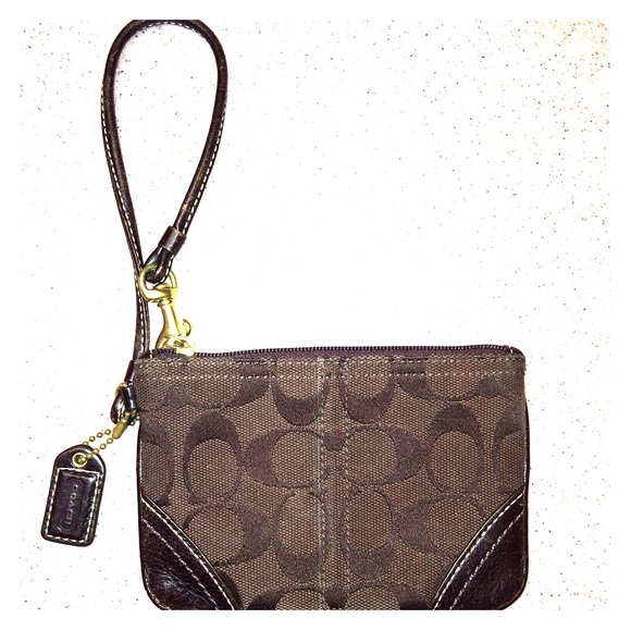 Coach Signature Wristlet- Brown/Brown