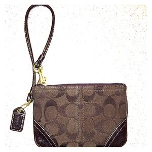 Coach Signature Wristlet- Brown/Brown
