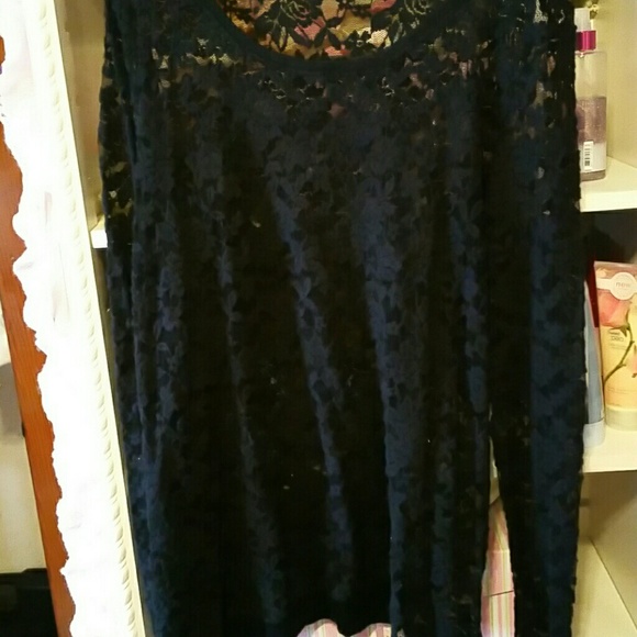 Black lace sweatshirt top
