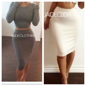 Grey two piece set & bodycon skirt bundle!