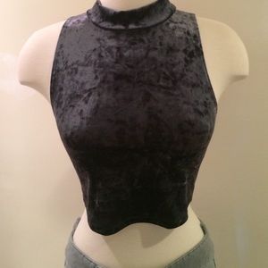 NWT Forever 21 crushed velvet crop top slate/navy