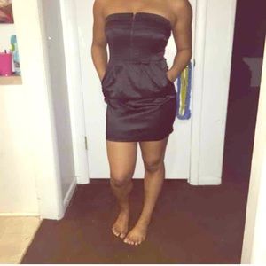 Strapless little black cocktail dress