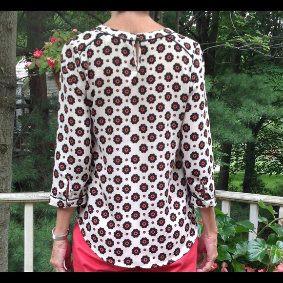 Print top with leather trimming - Picture 4 of 4