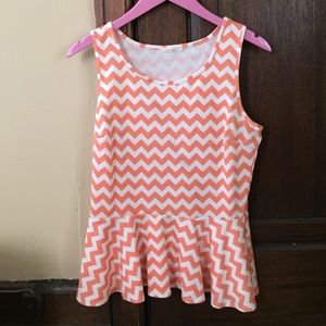 Maitai Orange and White Chevron Peplum top