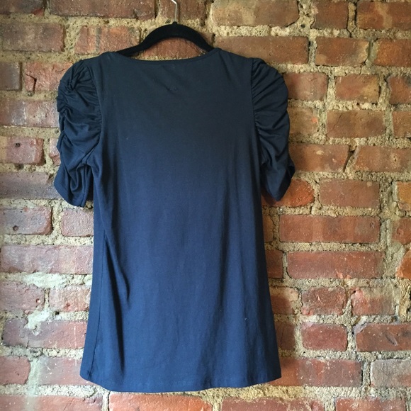 Dark blue shirred sleeves top - Picture 3 of 3