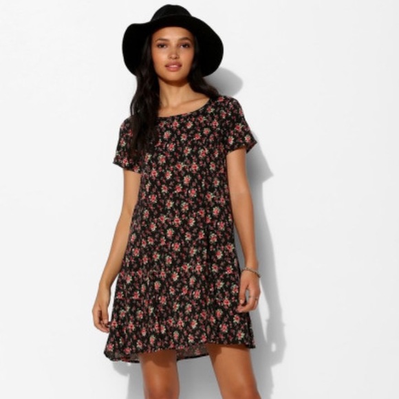 Red and black floral dress from Urban Outfitters