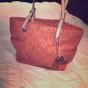 Orange Michael Kors Leather Tote